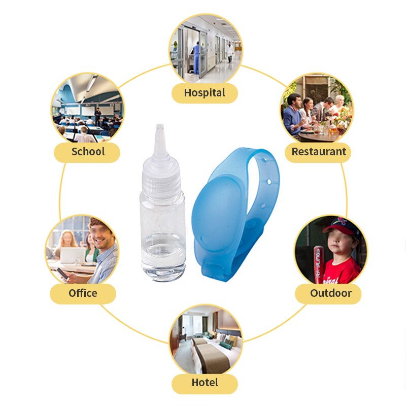 1Set Reusable Wristbands Hand Sanitizer Dispensing Portable Bracelet Liquid Wristband Hand Dispenser Wrist Support with A Bottle