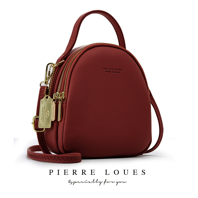 YIZHONG cuir Mini sac à dos sac à main pour femmes dames Bookbag multi-fonction luxe sac à bandoulière Messgner sacs Mochila Feminina: claret