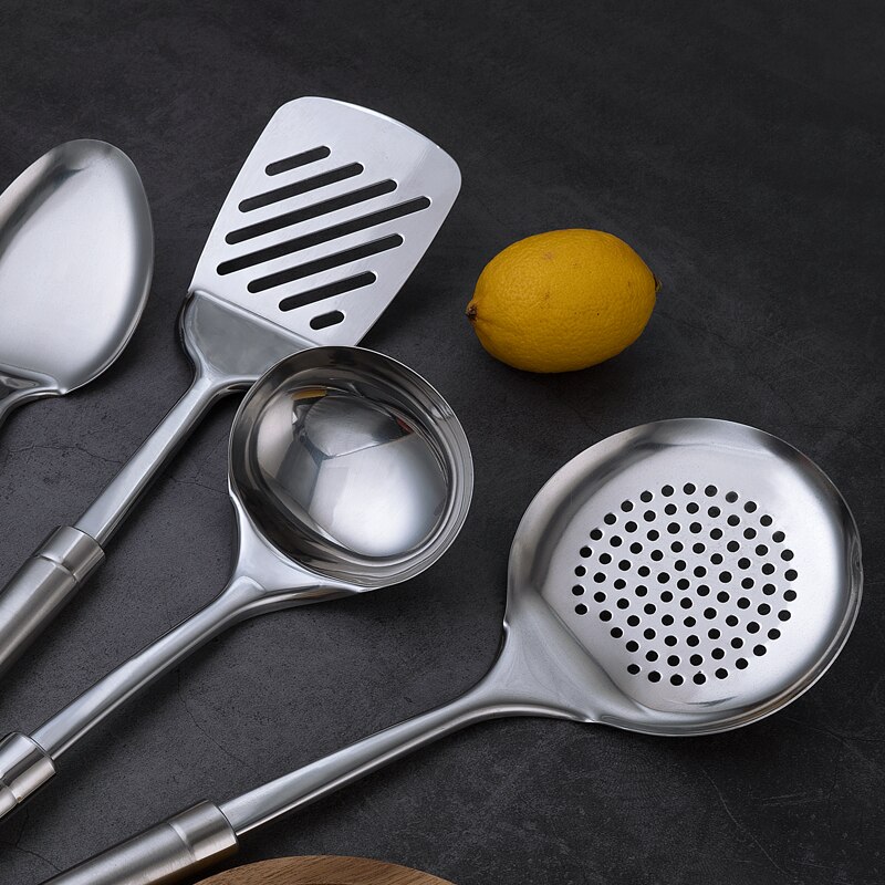 Cookware 6Pieces Set Stainless Steel Spatula Spoon Masher Skimmer Shovel Meat Fork Peeler Non Stick Tools Kitchen Utensils