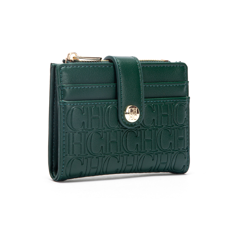 CHCH Classic Retro Herren- und Damen-Universal-Geldbörse mit Buchstabendruck, tragbare Kartentasche, Null-Geldbörse: green