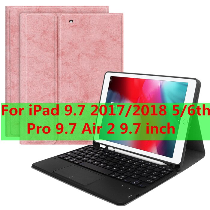 Touchpad Keyboard Case For iPad mini 5 7.9 6th 9.7 Pro 11 Air 3 10.5 Case mouse keyboard for iPad 7th 10.2 keyboard: T-9708-3-Pink