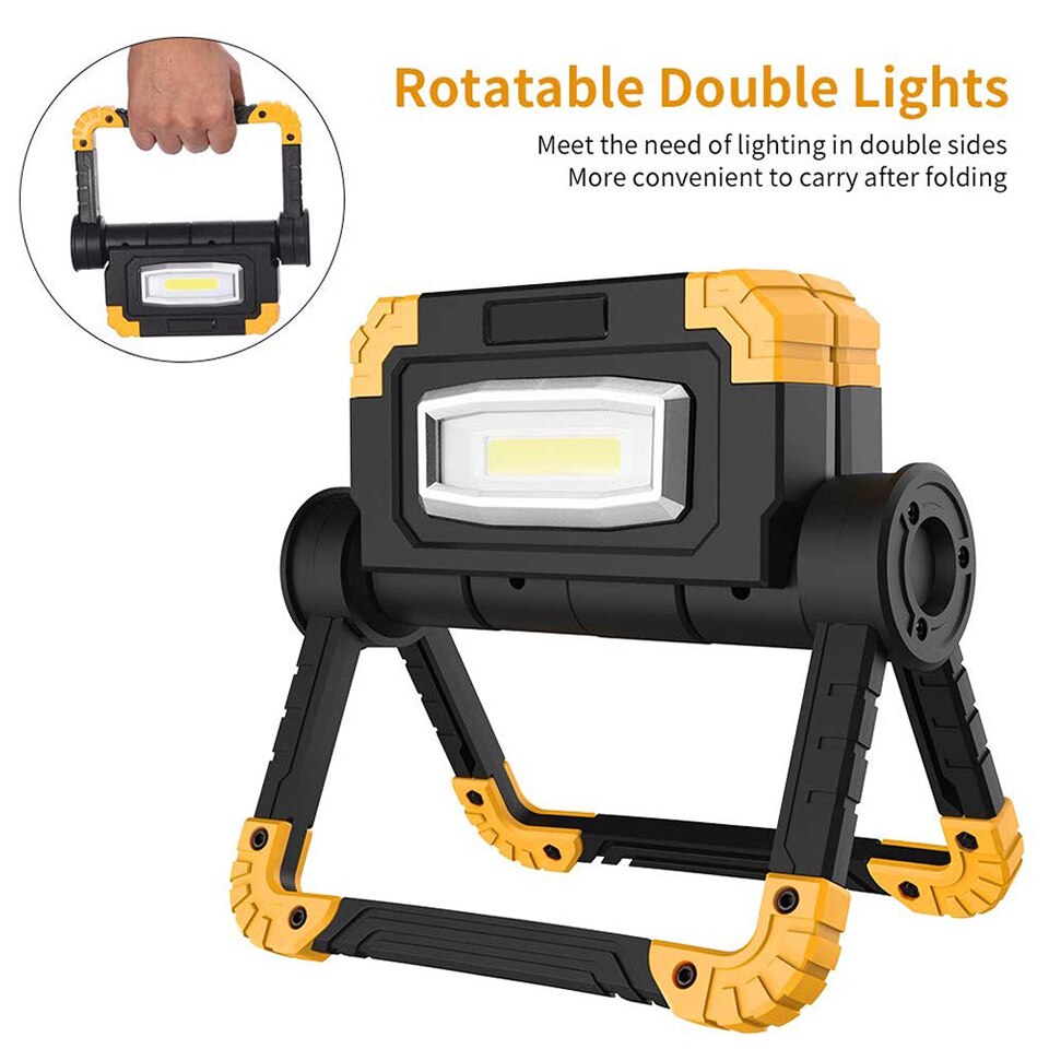 LED Emergency Light 2000lm Folding Portable Flood light Camping Tent Light Rechargeable Power Bank Outdoor Rotation Work Lamp