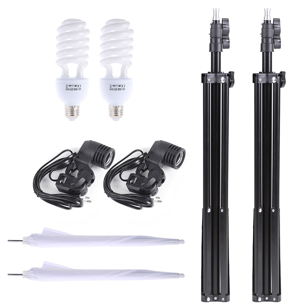 Andoer Fotografie Foto Studio Beleuchtung Kit Set 2Pcs 6,6 Ft Licht Stehen 33 Zoll Licht Regenschirm 45W Licht lampe Licht Buchse