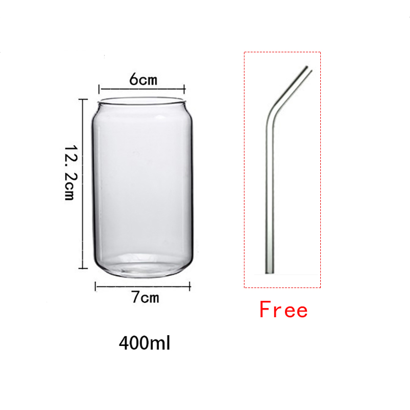 500ml Cola glass cup Nordic minimalist milk beer juice cold drink cups Manual blowing can Japanese drinking utensils with straws: 400ml / 3Cup and 3straw
