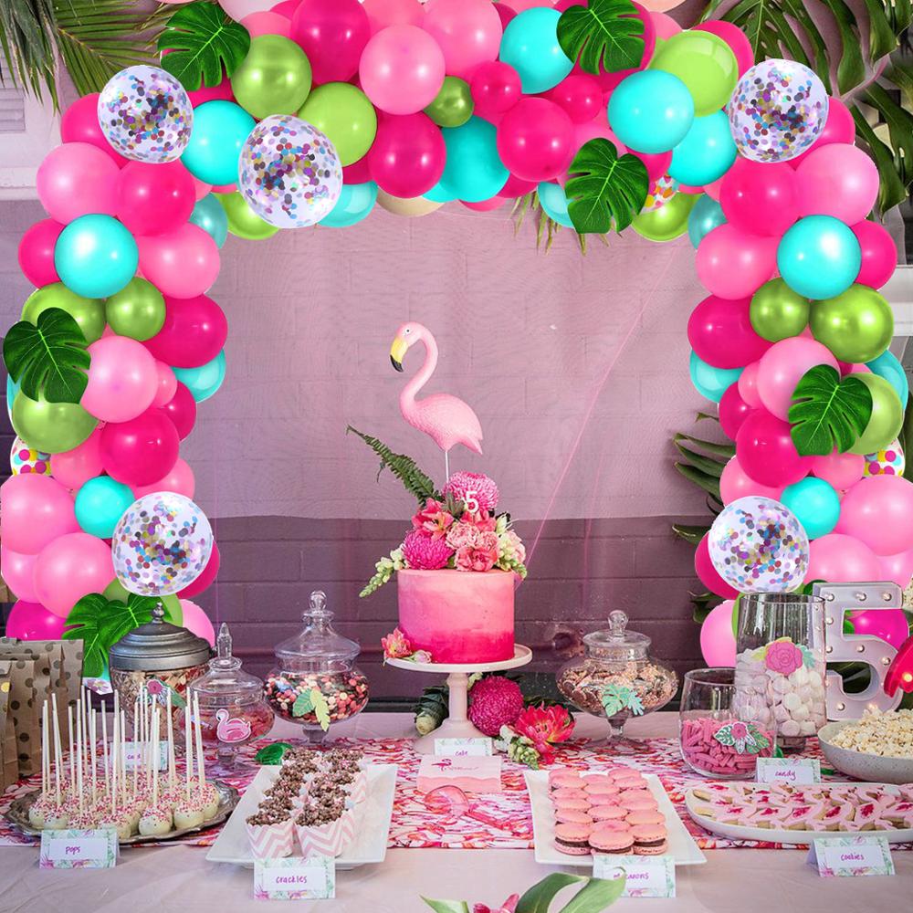Fengrise 142Pcs Flamingo Ballon Slinger Flamingo Party Decoratie Zomer Hawaiian Feestartikelen Verjaardag Flamingo Decoratie