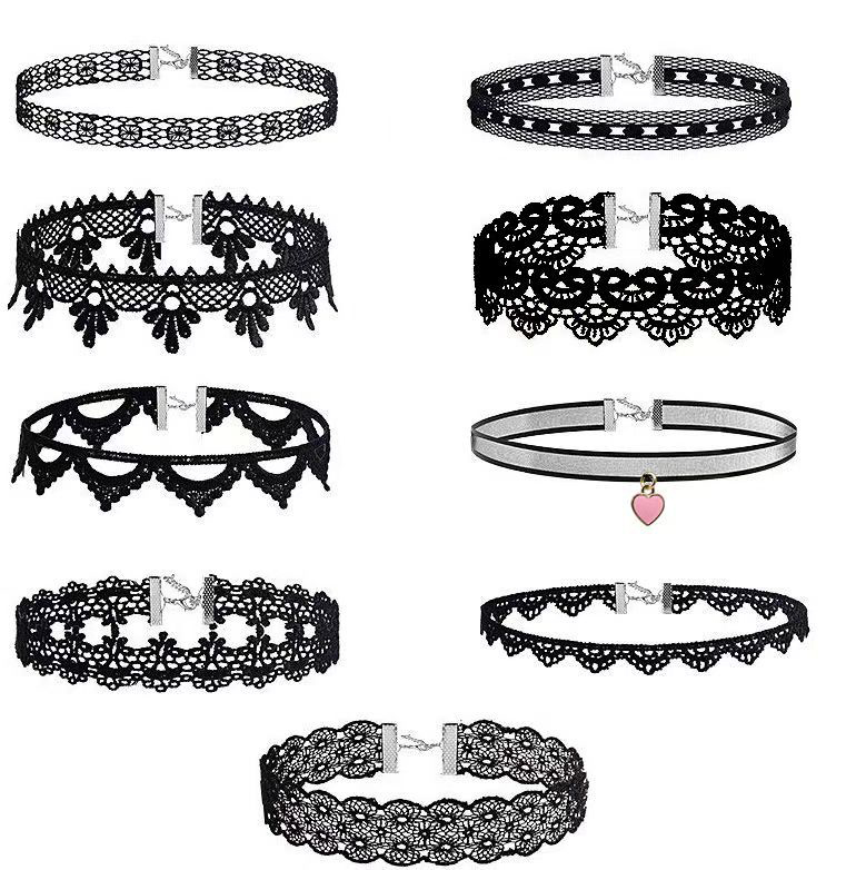 Dame chokers blad dusk kvinner hals smykker tilbehør jente blonder gotisk vintage sexy fløyel rose perler blomsterhalskjede