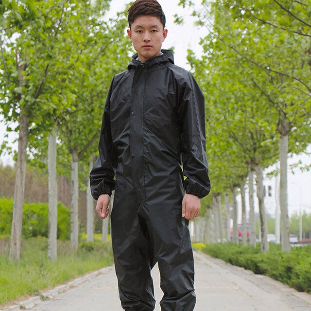 Monos de trabajo impermeables con capucha, ropa de trabajo protectora, antipolvo, a prueba de aceite: Black / XXL