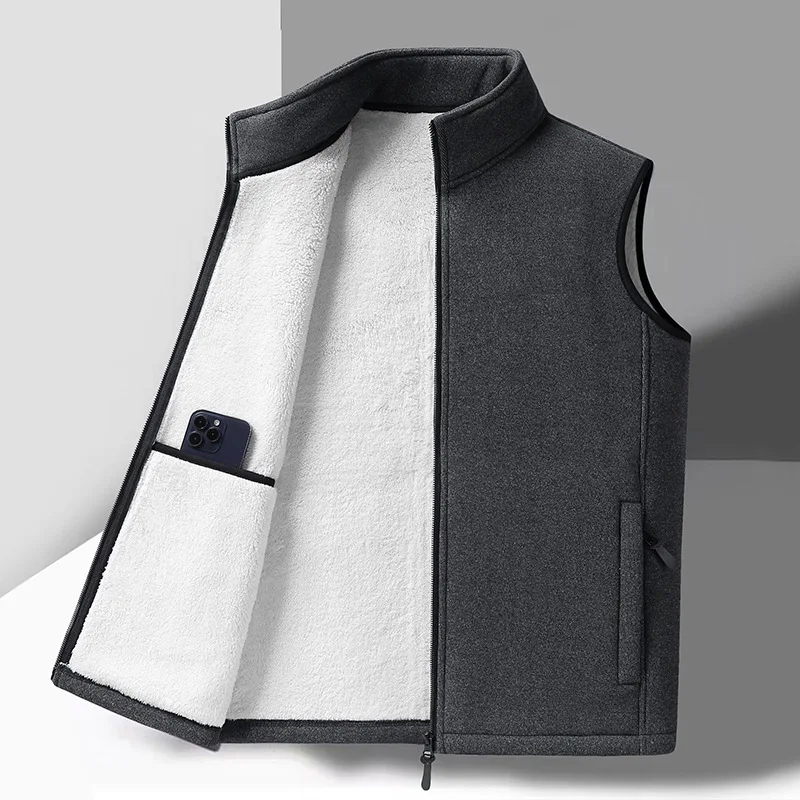 Gilet doublé polaire pour hommes, vêtements de papa décontractés, chauds, vêtements d'extérieur d'automne et d'hiver, coupe ample, veste confortable en mousse à particules