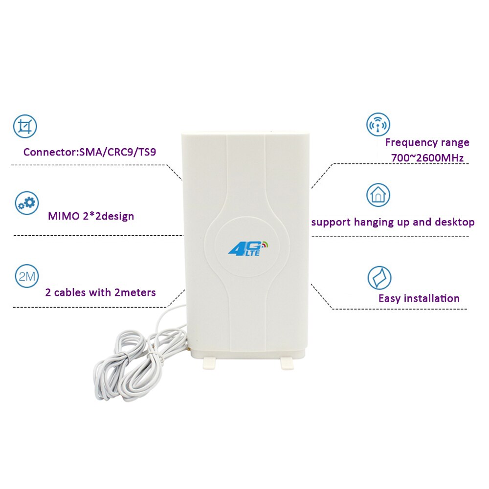 3G 4G LTE Antenna 4G MIMO antenna TS9 External Panel Antenna CRC9 SMA Connector 2m 700-2600MHz for 3G 4G Huawei router modem