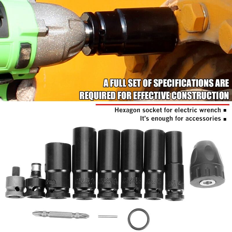 12 in 1 Electric Wrench Screwdriver hex socket head Kits Chuck Drive Adapter Set for Electric Impact Wrench Drill Screwdrivers