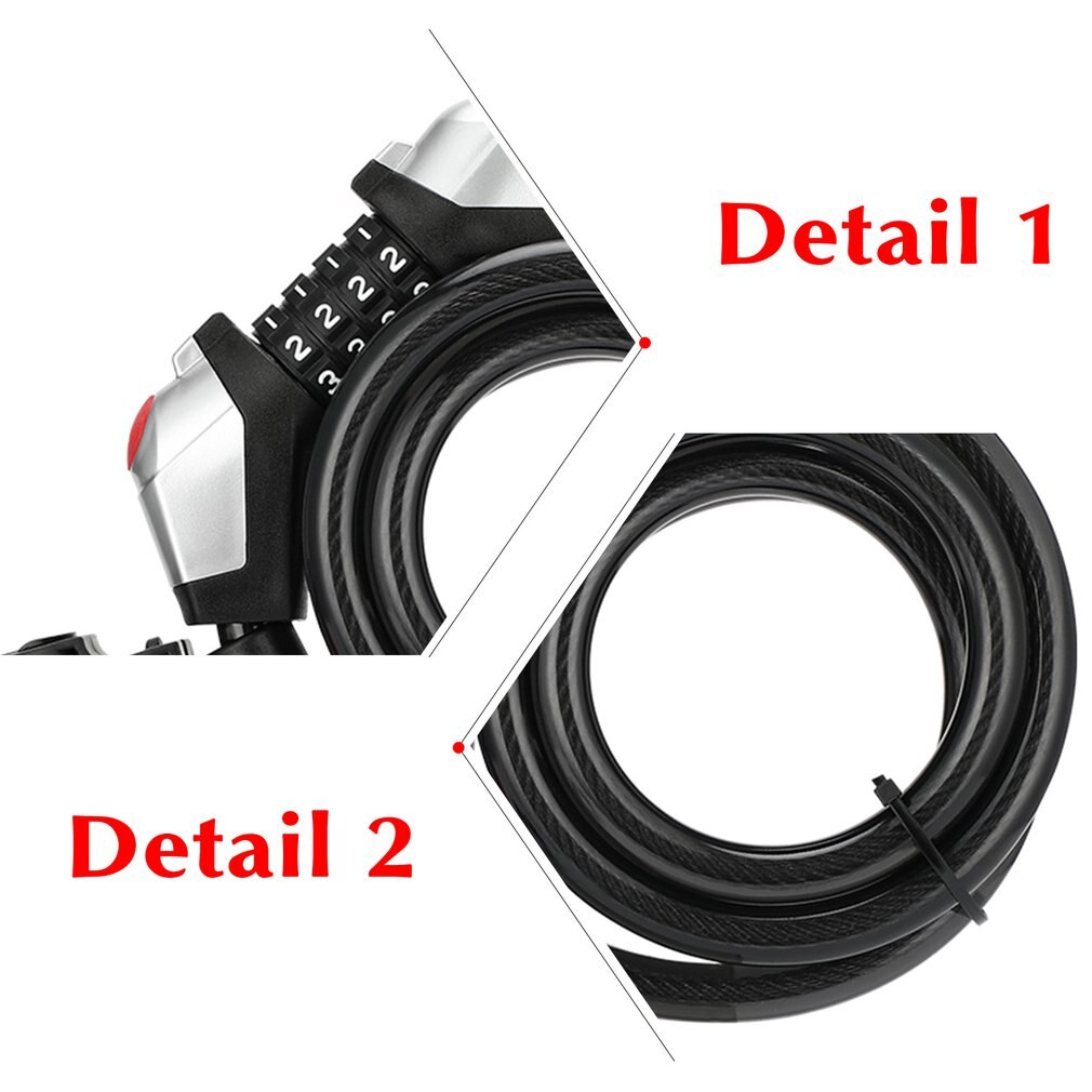 BG-0515 Bicycle Anti-theft 4-digit Code Lock With Light Alloy Core Lightweight Security Lock Bicycle Part Accessory