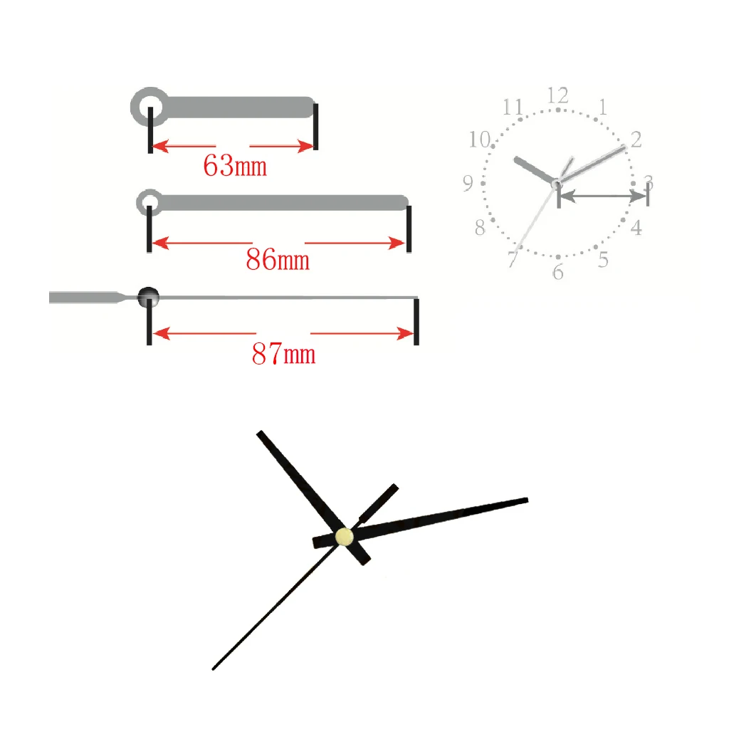 Silent Clock Movement Mechanism No Thread Shaft Battery Operated Quartz Clock Replacement Motor with Clock Hand Pointer