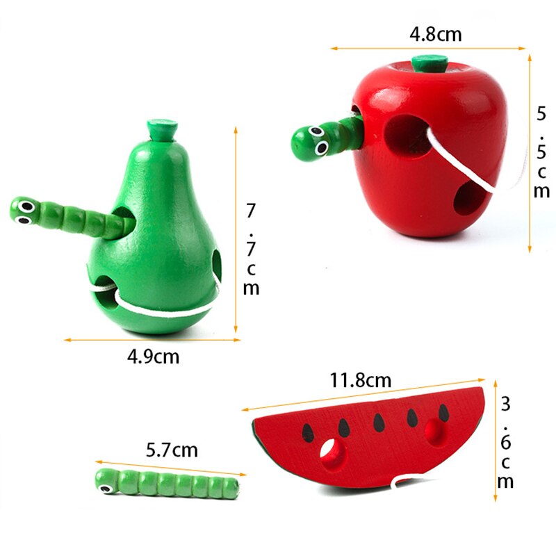 Bambini Educativi Montessori Matematica Giocattolo Filo Divertimento Giocattolo Di Legno Forma di Cognize Worm Mangiare Frutta Formaggio Precoce di Apprendimento Sussidio Didattico Giocattolo