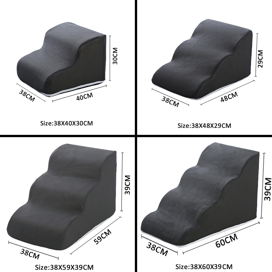 Rampe for hund kjæledyrstige 2 3 4 trinn trapper katt hunderampe sovesofa hundestige sklisikker avtakbar kjæledyrutstyr leker rampe: S / Lysegrå