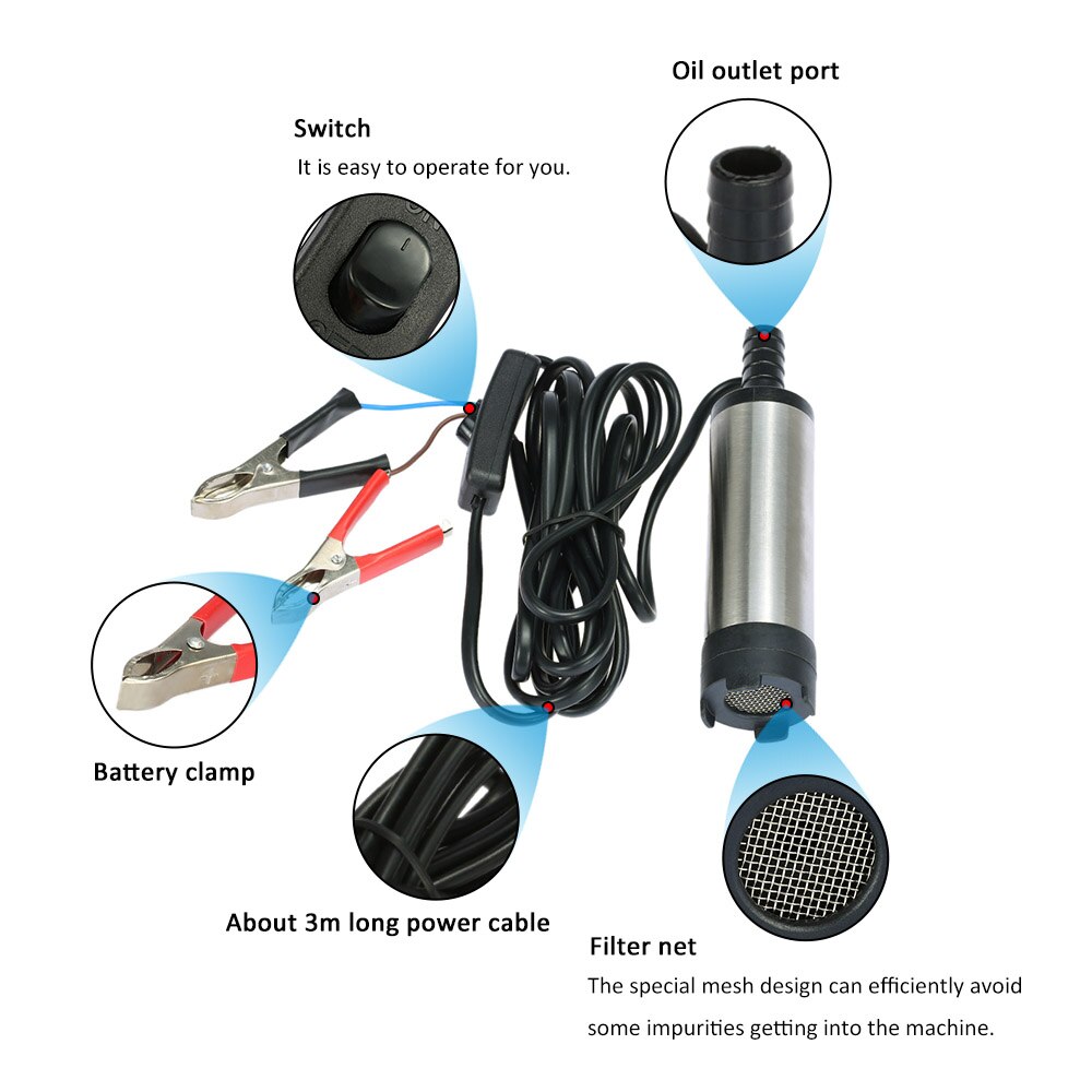 Oil Liquid Diesel Fuel Water Pump 12V Transfer Pump Water Oil Fluid Refuel