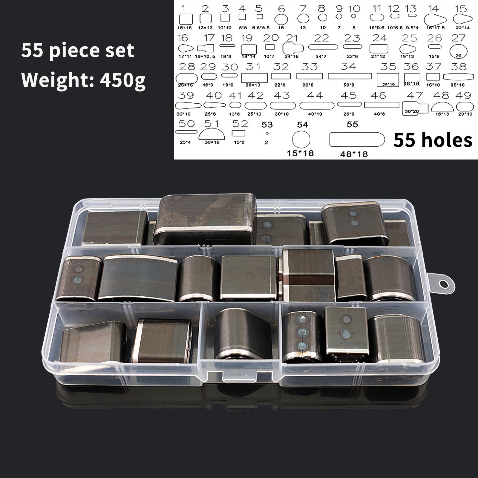 39/52/55Pcs Leather Hole Hollow Cutter Punch Sets Metal Hole Shape Punches Handmade Leather Craft DIY Tool For Phone Holster