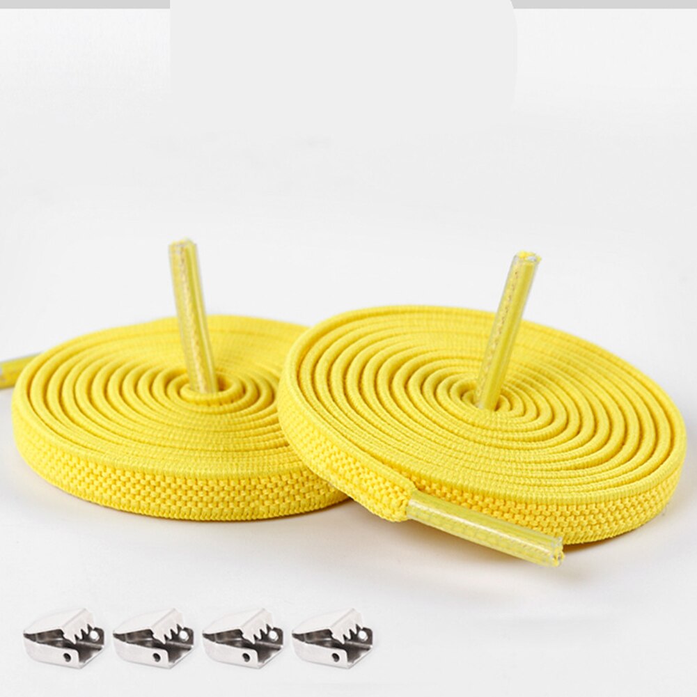 1 Paar Casual Geen Tie Schoenveters Voor Sneakers Stretch Elastische Lui Geen Stropdas Platte Veters 100 Cm Snoep Kleur sport Outdoor Strings: Geel