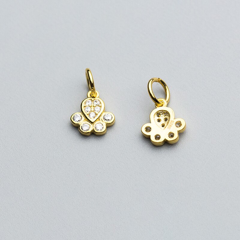 MEETSOFT simpatici animali in argento Sterling 925 cane zampa di zircone Charms per fai da te fatti a mano gioielli raffinati collana braccialetto accessorio chic