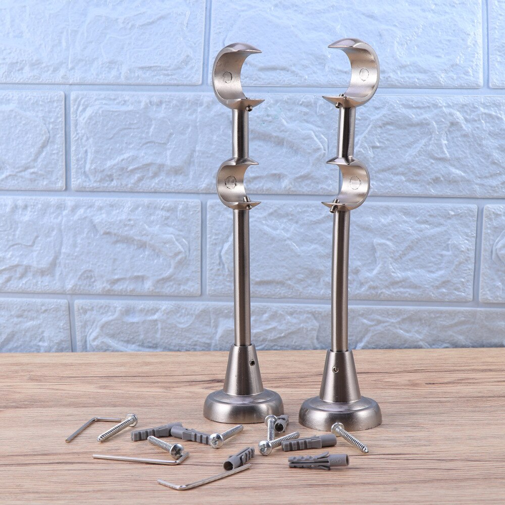 2 PCS 20mm/25mm Heavy Duty Premium Dual Curtain Rod Brackets Durable Curtain Drapery Rod Holder: Default Title