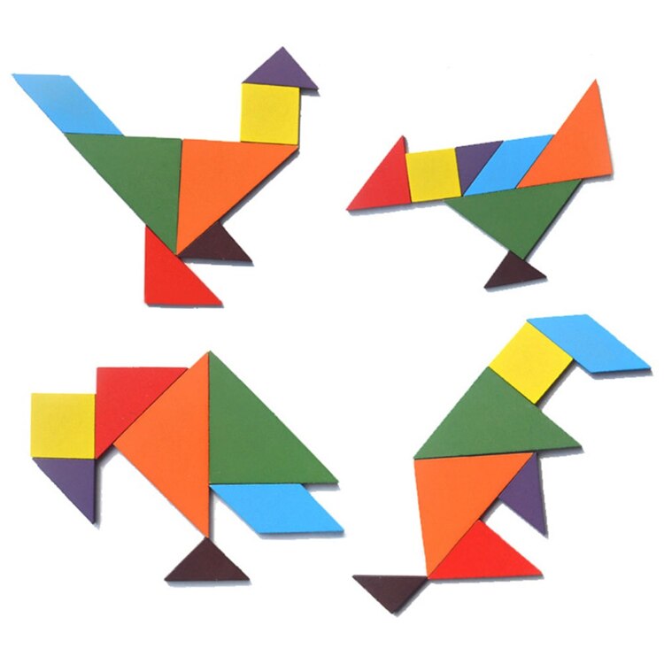 Houten Tangram 7 Stuk Puzzel Speelgoed Voor Kinderen Leren Educatief Kleurrijke Vierkante Cube Game Hersenen Intelligent Speelgoed