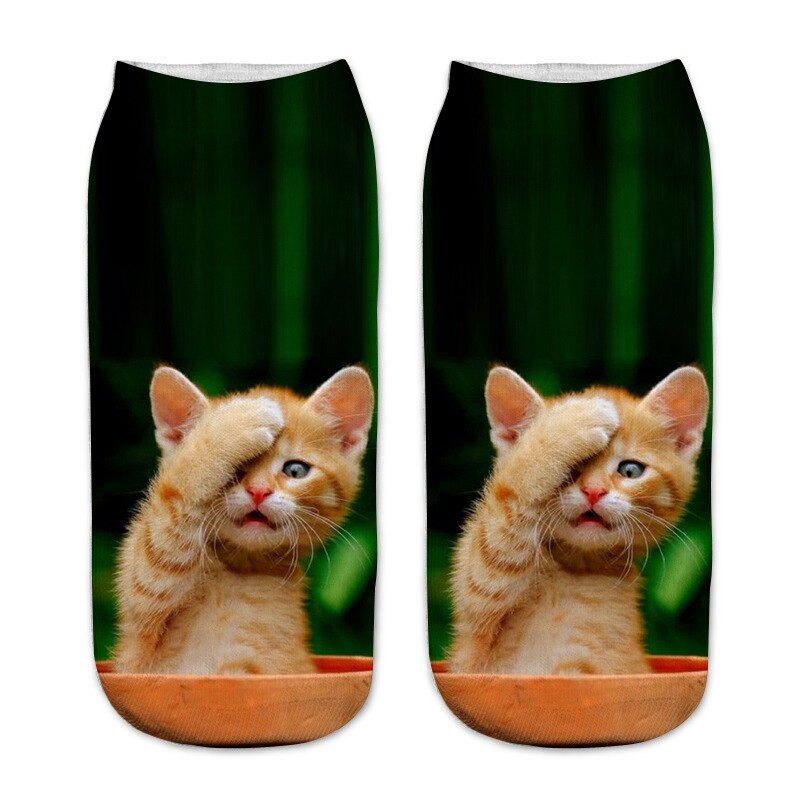 Kids Socks 3D Printing Cute Animal Cat Boys Girls Socks Low Ankle Funny Sock for Children 8-16Years: 11