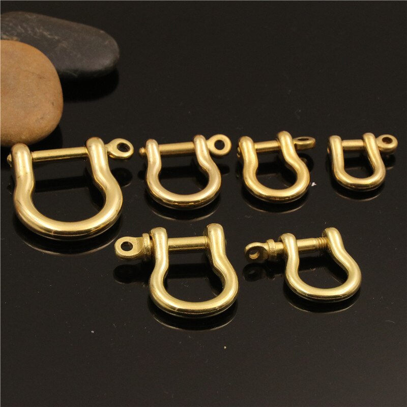 Solid Brass Carabiner D Bow Shackle Fob Key Ring Keychain Hook Screw Joint Connector Buckle