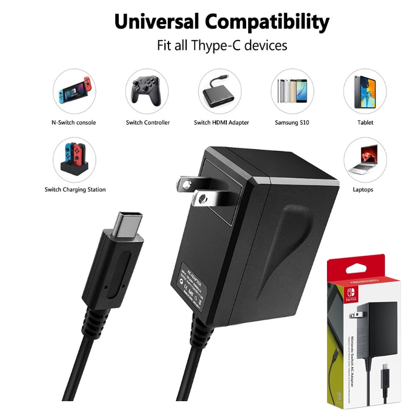 NS Switch adaptateur secteur d'origine ue prise américaine alimentation USB Type C câble de charge ca + câble HDMI pour Nintendo Switch Lite