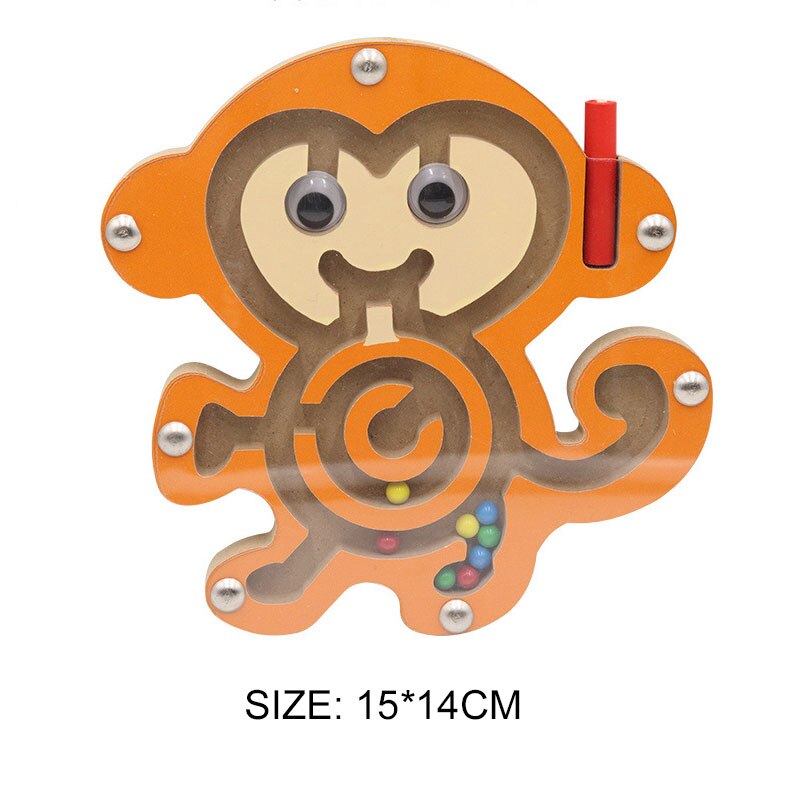 Preschool Kids Math Toys Counting Circles Bead Wire Maze Wooden Roller Coaster Educational Toys Montessori Wooden Toys For Baby: TJ028 monkey