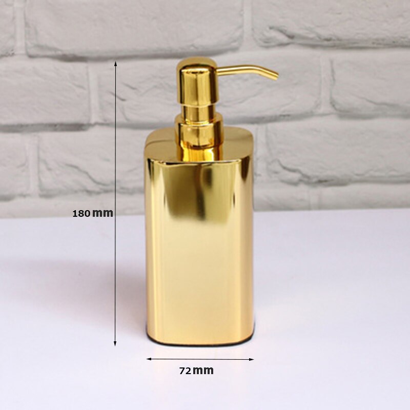 Dispenser för flytande tvål 304 rostfritt stål gyllene handdiskbänk tvålbehållare badrum schampohållare väggmonterad flaska: 400 ml