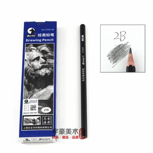 12 PCS Maries Schets Potlood 2B 4B 6B 8B 10B 14B Schilderij Tekening Potlood Creatieve Potloden: 2B
