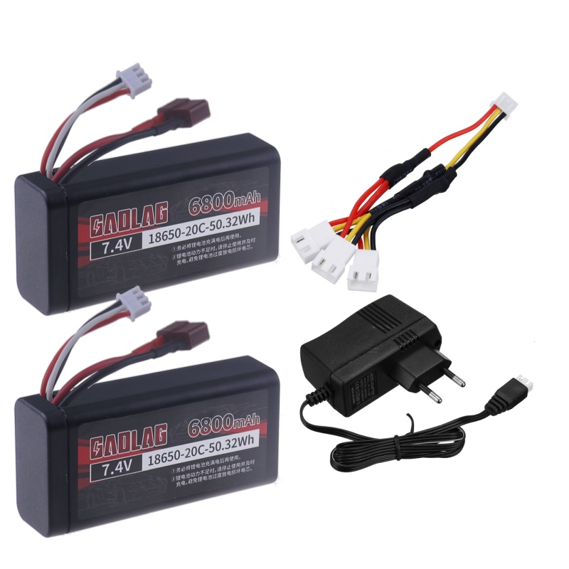 Batterie Lipo 7.4V 6800mAh 18650 pour Wltoys 10428 /12428/12423, pièces de voiture RC étanches et ignifuges 2S pour Wltoys 144001: Bleu profond