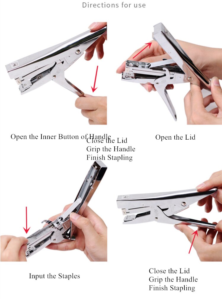 Heavy Duty Plier Stapler Office Hand Held Manual Staplers All Steel No-Jam Desktop Executive Stapling Machine 20 Sheets Capacity