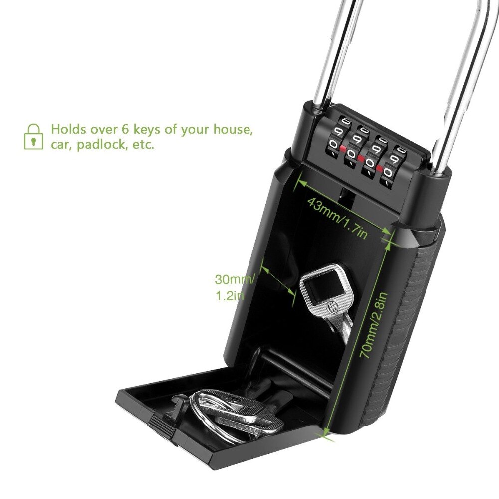 Combination Lock Box Key Storage Lock Box 4-Digit Combination Lock Waterproof Indoor/Outdoor