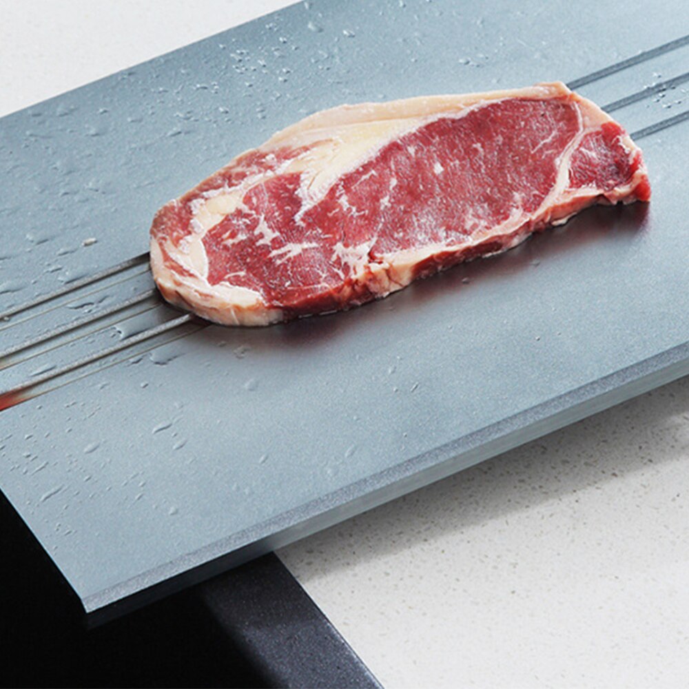 1pc avfrostningsbricka aluminiumlegering hållbar non-stick tiningsplatta tiningsbricka för snabbfryst mat