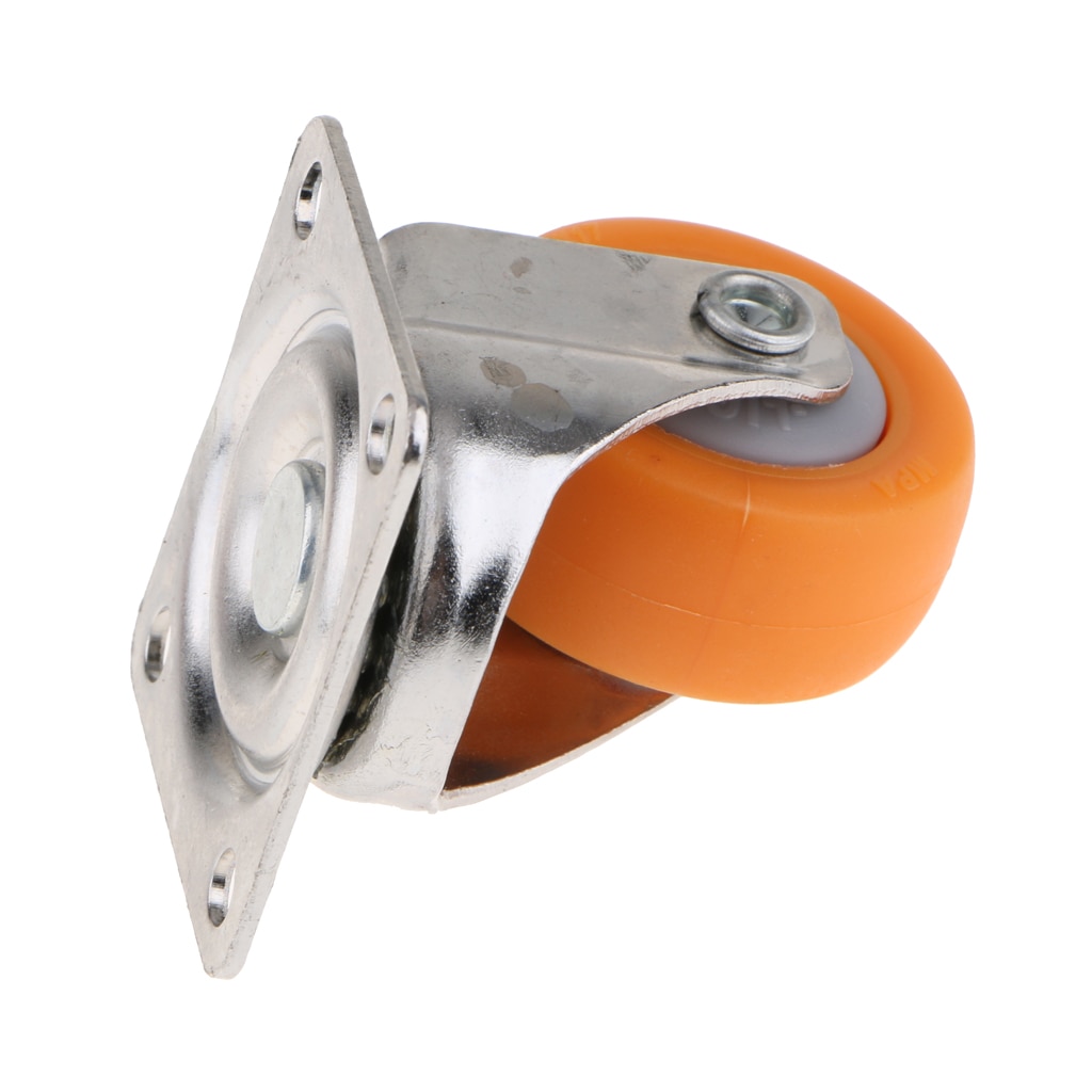 4 stk 1.5 tommer orange nylon 360 graders drejelige hjul hjul plade hjul til vogne med monteringsplade