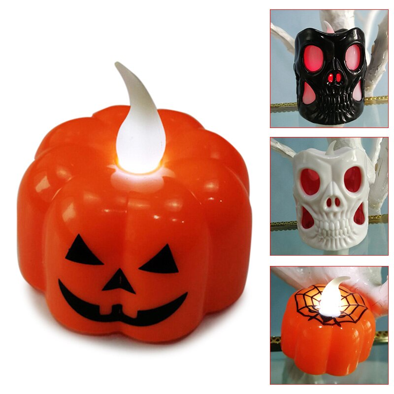 Halloween decoratie led nachtlampje op batterijen spinnenweb schedel houder lamp lantaarn feest decoratieve kleine lantaarn