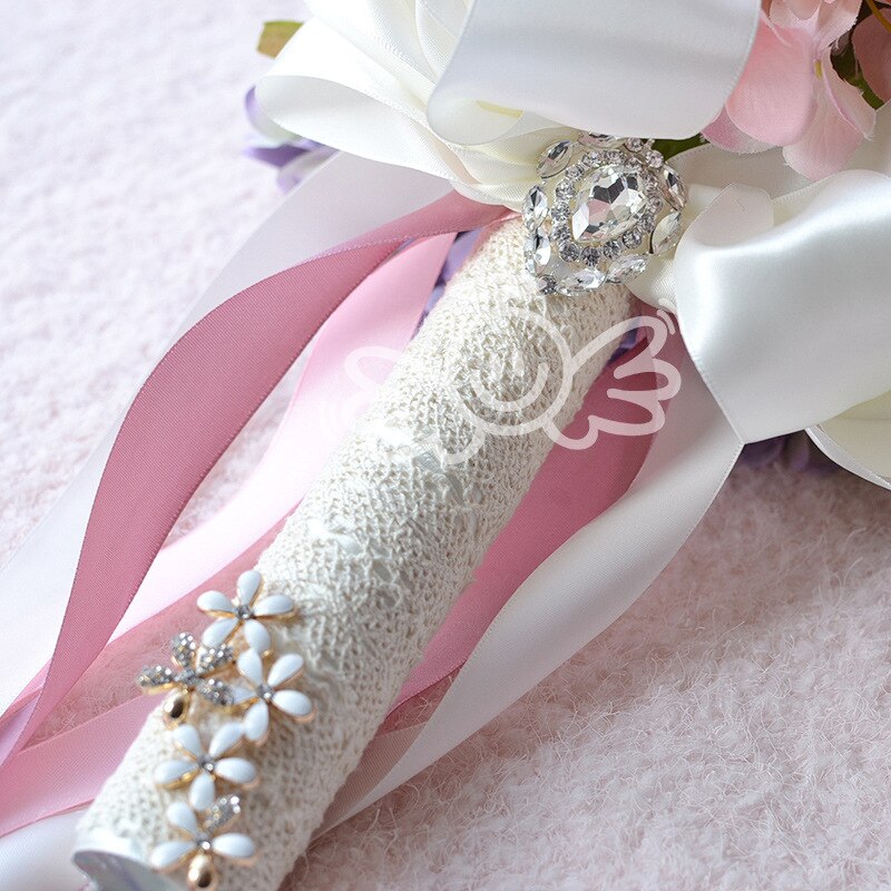 Kunstmatige Pioen Roze Roos Bloem Boeket voor Bruid Bruidsmeisje Handgemaakte Bruiloft Boeket Zijde Bruidsboeket Holding Bloem PH015