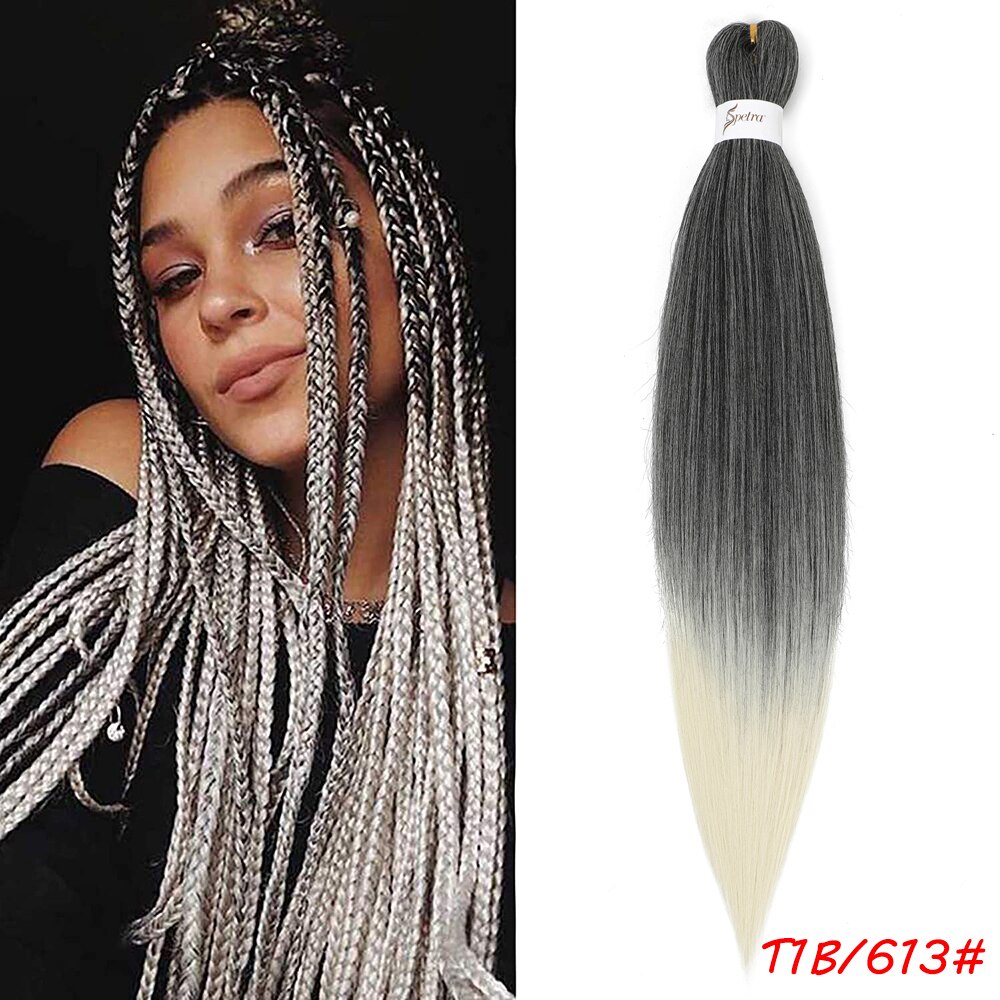 Pre Stretched Braiding Hair Soft Yaki Straight Synthetic Extensions Crochet Braids SOKU Synthetic Braiding Hair For Braids Twist: T1B/Silver Gray / 4Pcs/Lot