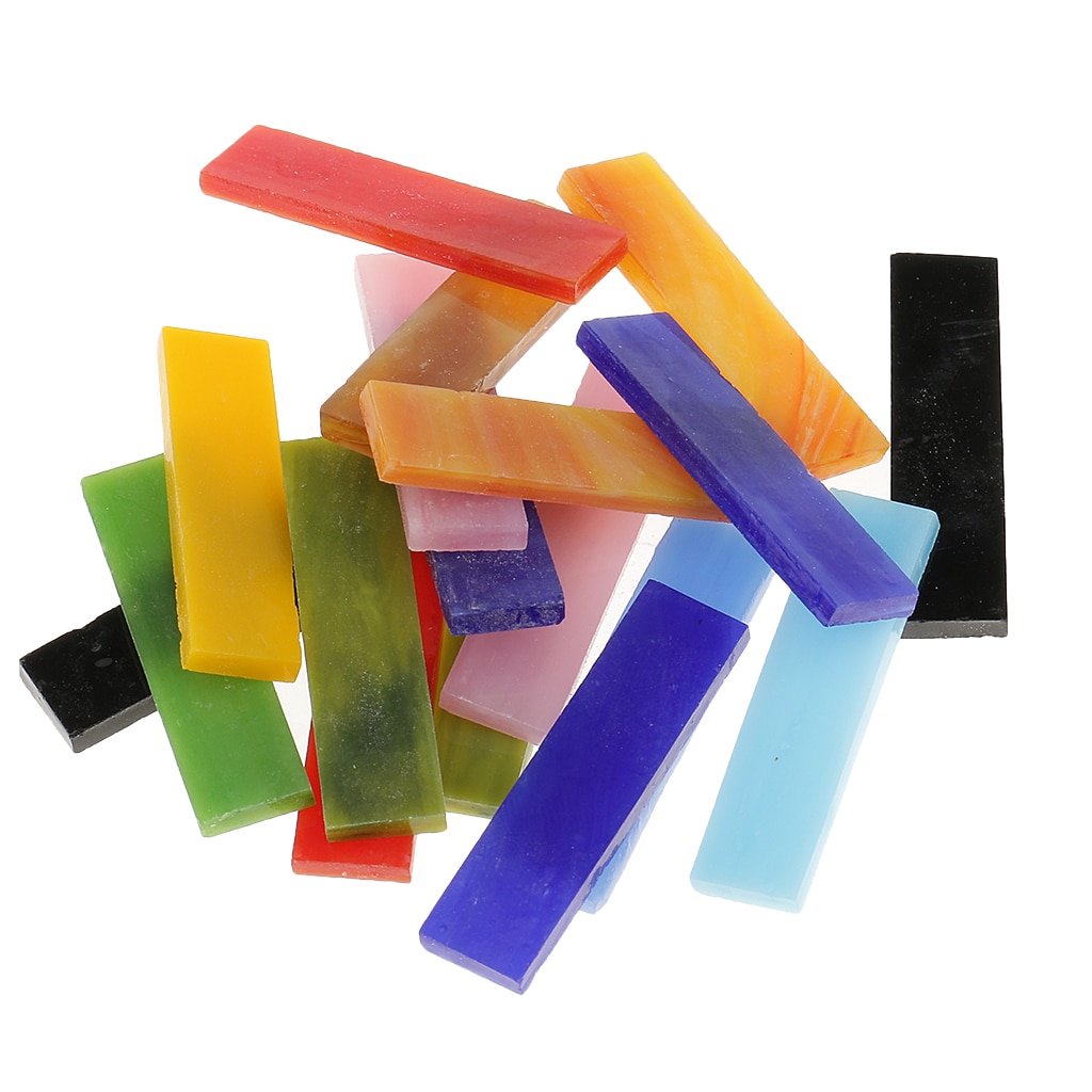 70 stk assortert farge rektangel glass mosaikk fliser deler gjør-det-selv håndverk 10 x 40mm
