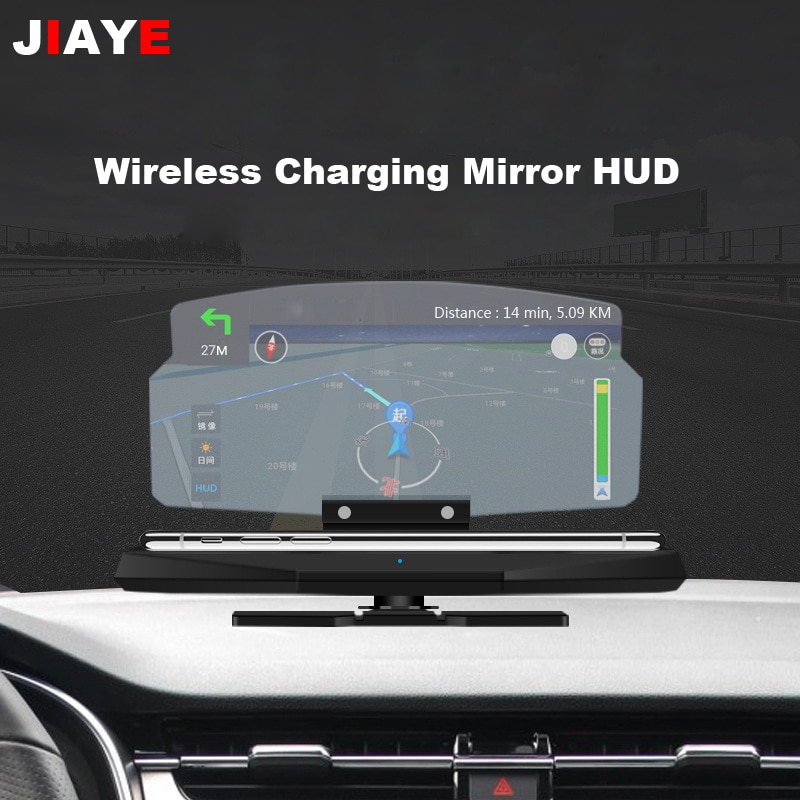 Auto Head-up Display Universele Smartphone Voorruit Projector Auto HUD GPS Navigator Houder Met Draadloos Opladen zelfklevende
