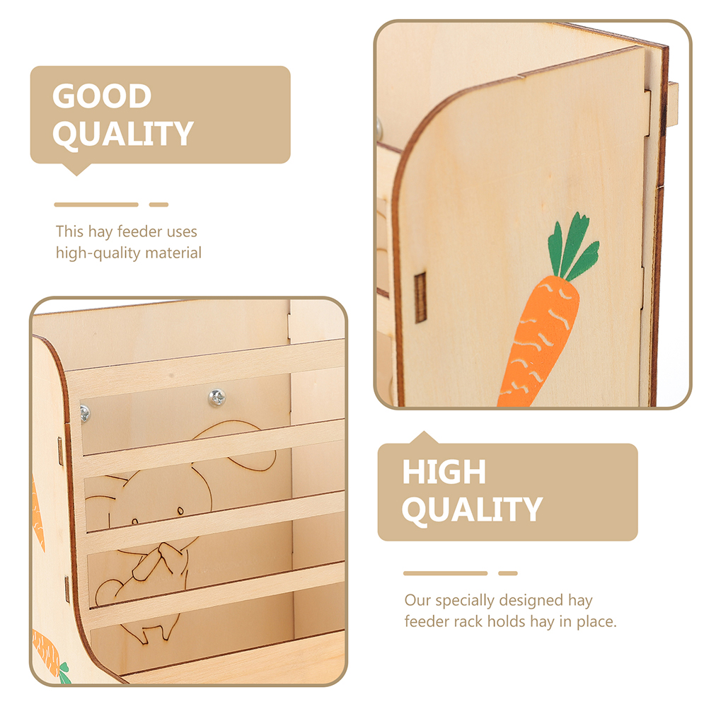 2pcs Small Animal Feeder Cage Feeding Tool Wooden Food Feeder Rabbit Hay Feeder Hamster Pet Cage Rabbit