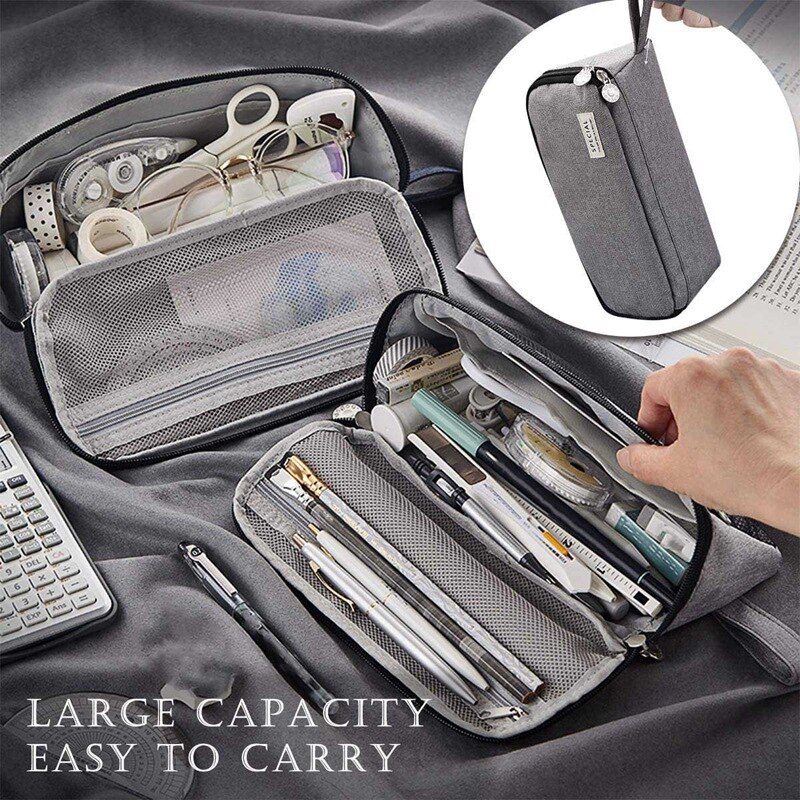 ANGOO Pencil Case Big Capacity Pencil Cases Canvas Pencil Holder with Zipper Stationery Pouch for Students School Supplies