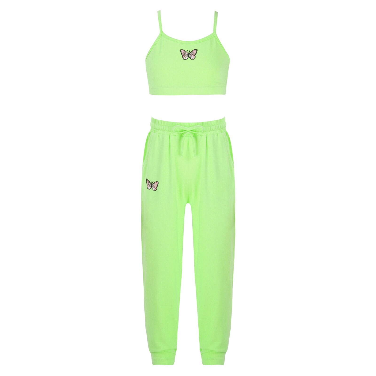 Girls Sport Wear Sleeveless Gym Suit Children's Tracksuit for Running Training Workout Yoga Set Kids Ballet Gymnastics Outfits: 16 / Light Green