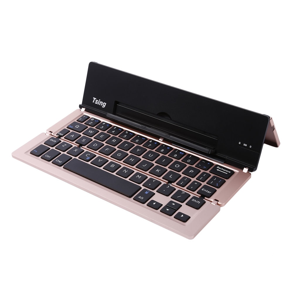 F18 Portable Metal Moonlight Box Keyboard Multi-Device Keyboard For Computers For Android For iOS Tablets: Rose gold Eglish