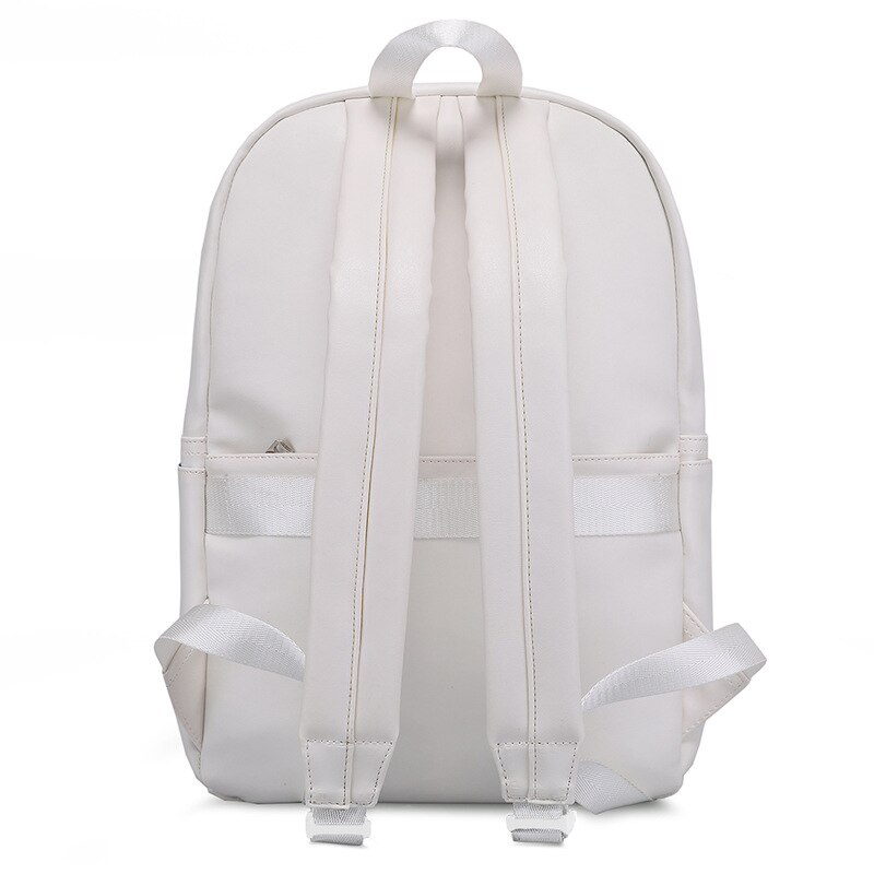 Mochila feminina de couro pu, bolsa ombro escolar de grande capacidade para estudantes