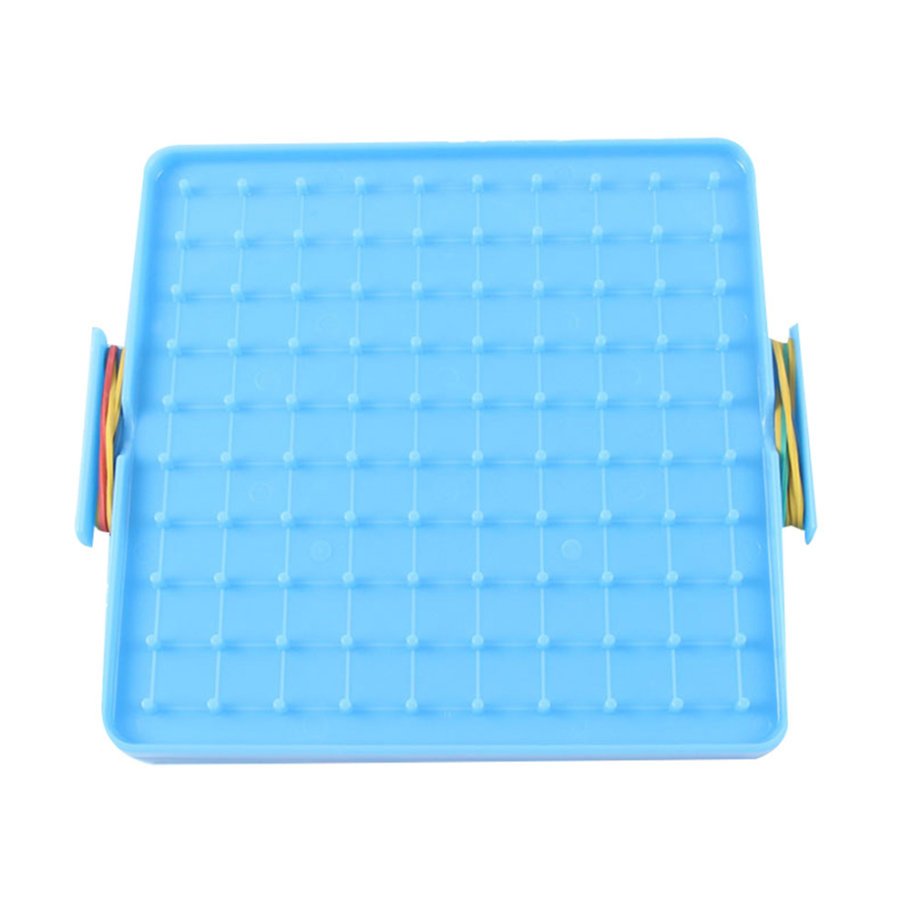 16x16cm Double Sided Geoboard Nails Peg Board Elastic Bands Kids Teaching Aids Educational Early Learning Toys: Blue