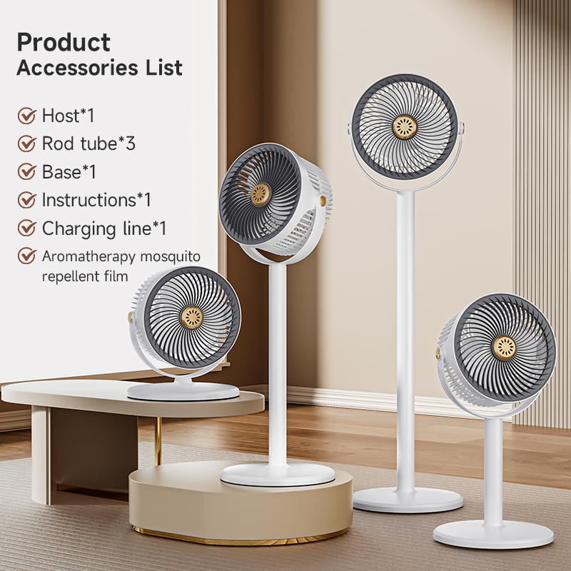 Ventilador de Pedestal plegable portátil, Enfriador de aire USB de 4000mah, ventilador de pie inalámbrico recargable para el hogar al aire libre, ventilador de mesa.