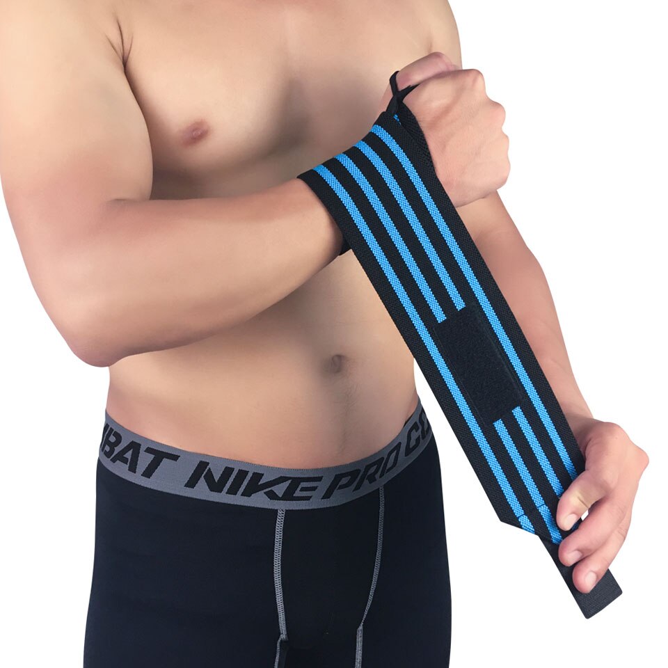 1Pcs Colorful Wrist Band Adjustable Wristband Brace Wrap Bandage Gym Strap Wrist Support Band For Weight Lifting: Blue / Right