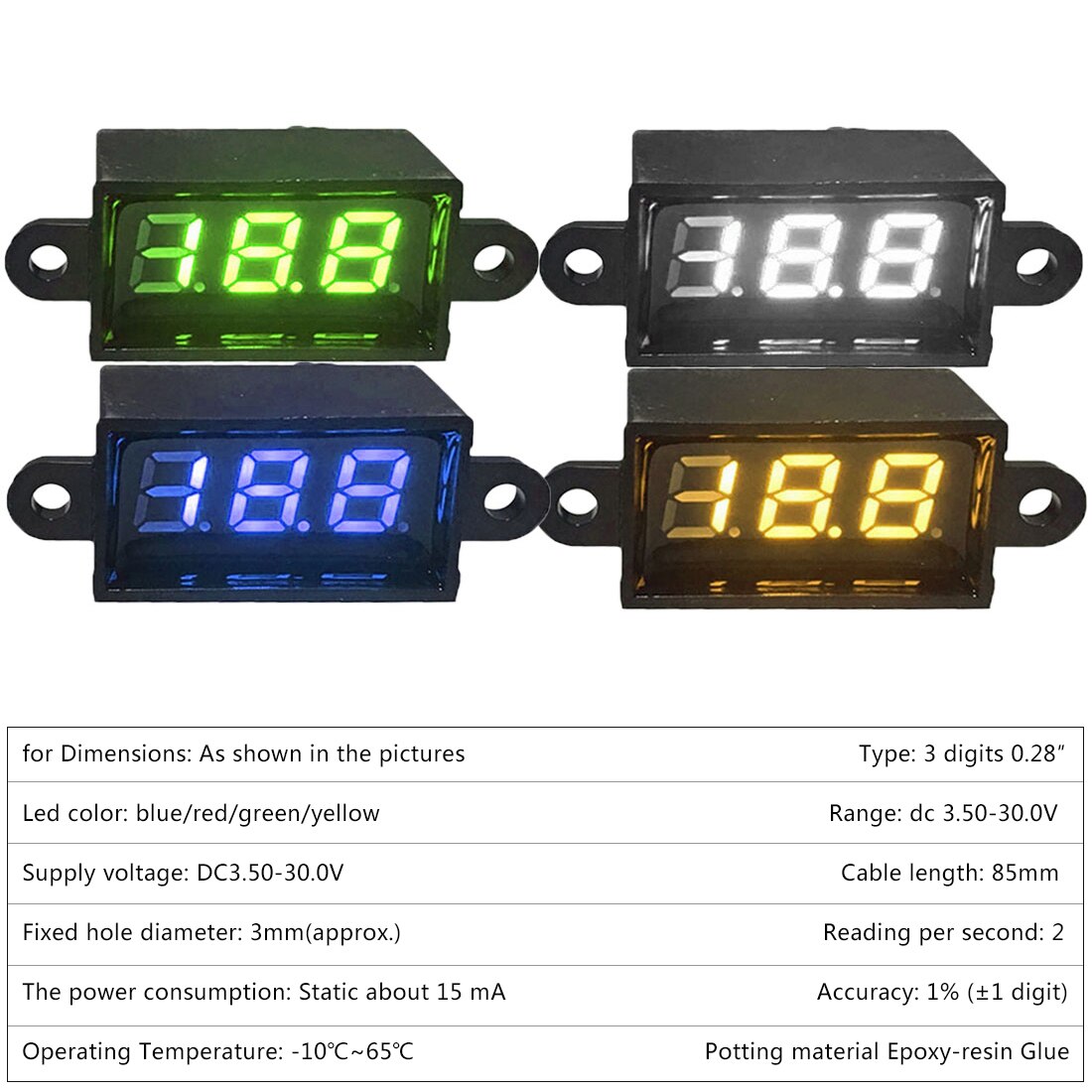 Waterdicht 0.28 Dc 3.5-30V Mini Digitale Led Voltmeter Volt Meter 12V Auto Moto Range Dc 3.50-30.0V Auto Elektrische Spanning Ampèremeter