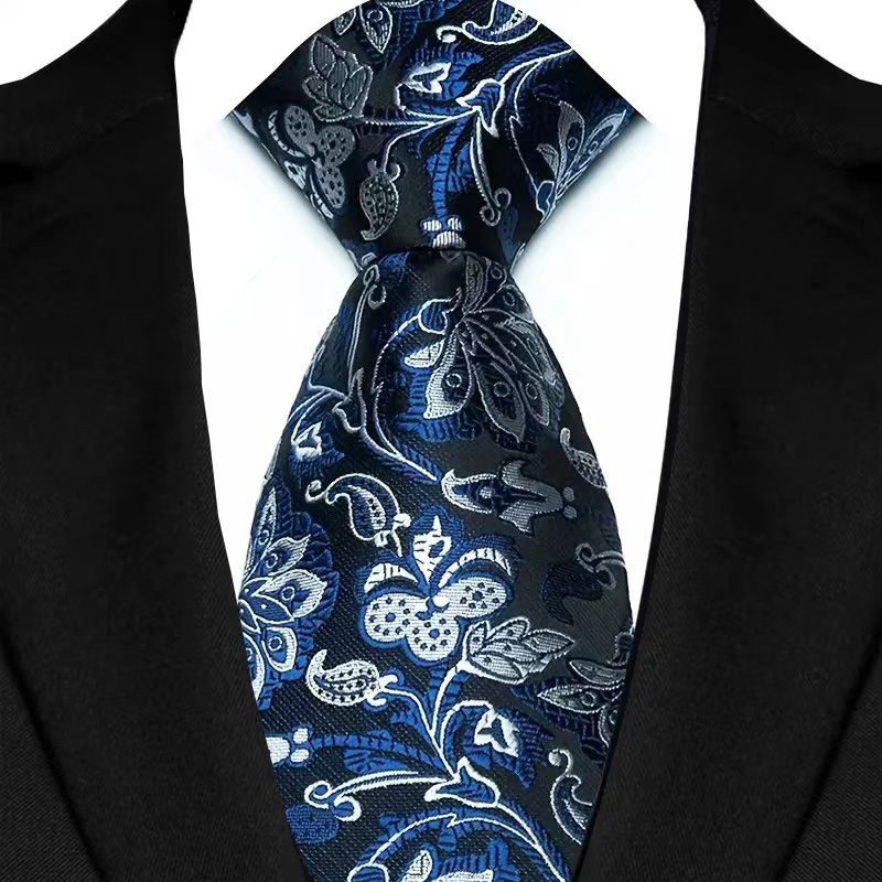 Corbata de lujo de 8CM para hombre, corbatas florales de Cachemira para hombre, novio, corbata tejida Jacquard, accesorios para de boda y negocios